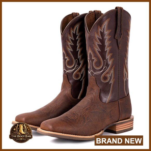 Full Grain Cowhide Leather Cowboy Boots Mid Calf Western Embroidered